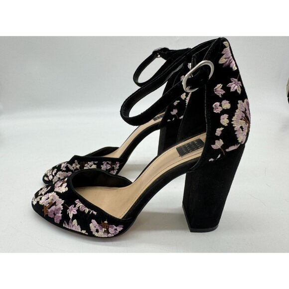 White House Black Market Womens Embroidered Goth Heeled Sandals Size 7M Black - Picture 7 of 11